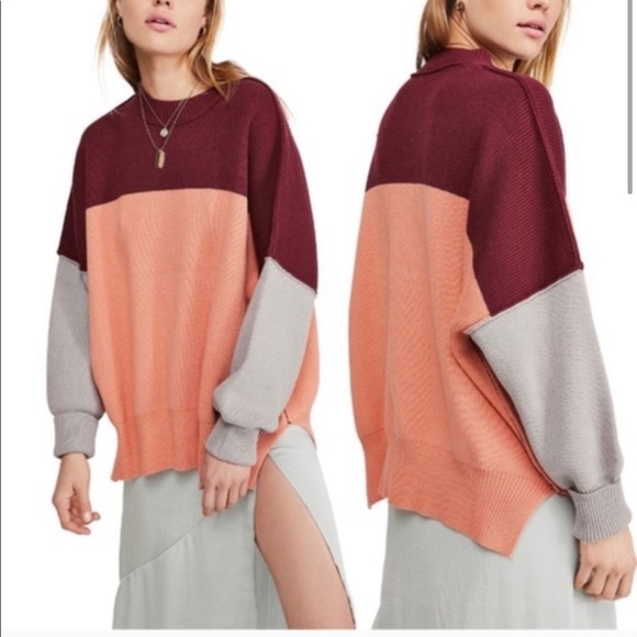 Free People Sweaters - FREE PEOPLE Easy Street Tunic Peach Combo NWT Sz S